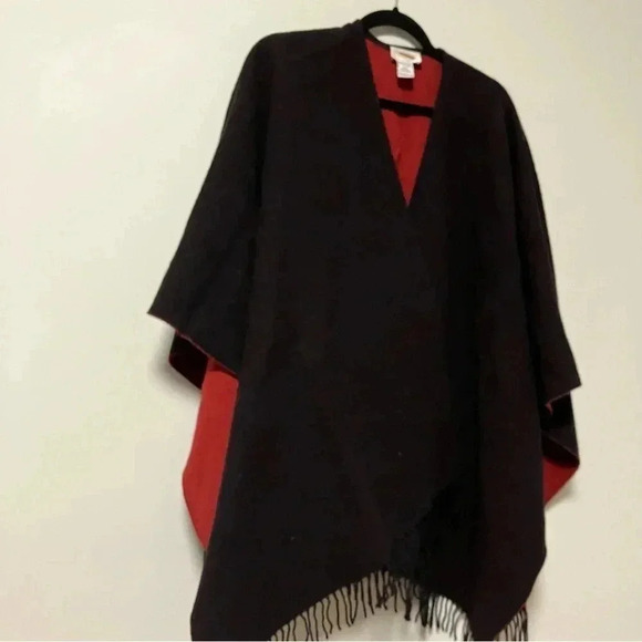 Talbots vintage brown red made in Italy  100% lambswool cape wrap - Picture 2 of 6